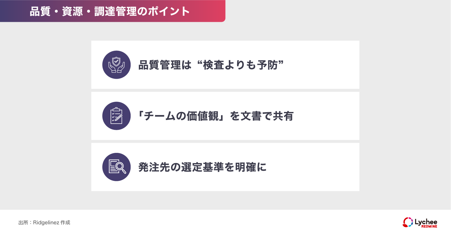 品質・資源・調達管理のポイント